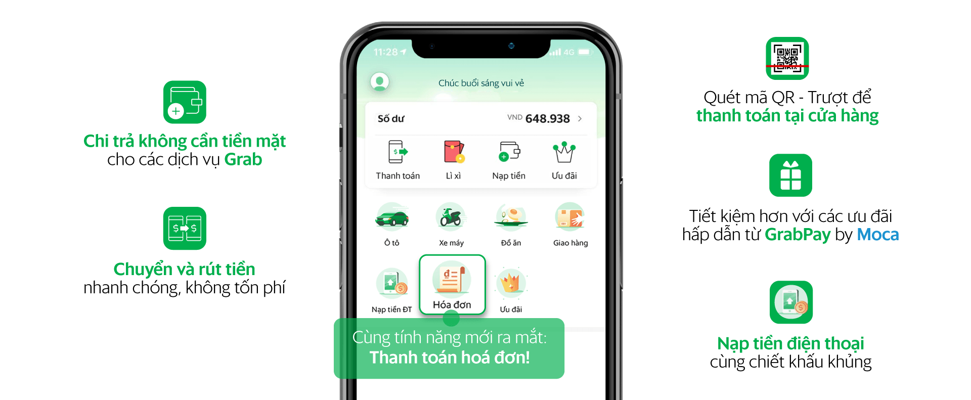 Thanh toán tiền điện, nước ngay trên ứng dụng Grab